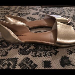 Gold open-toe flats